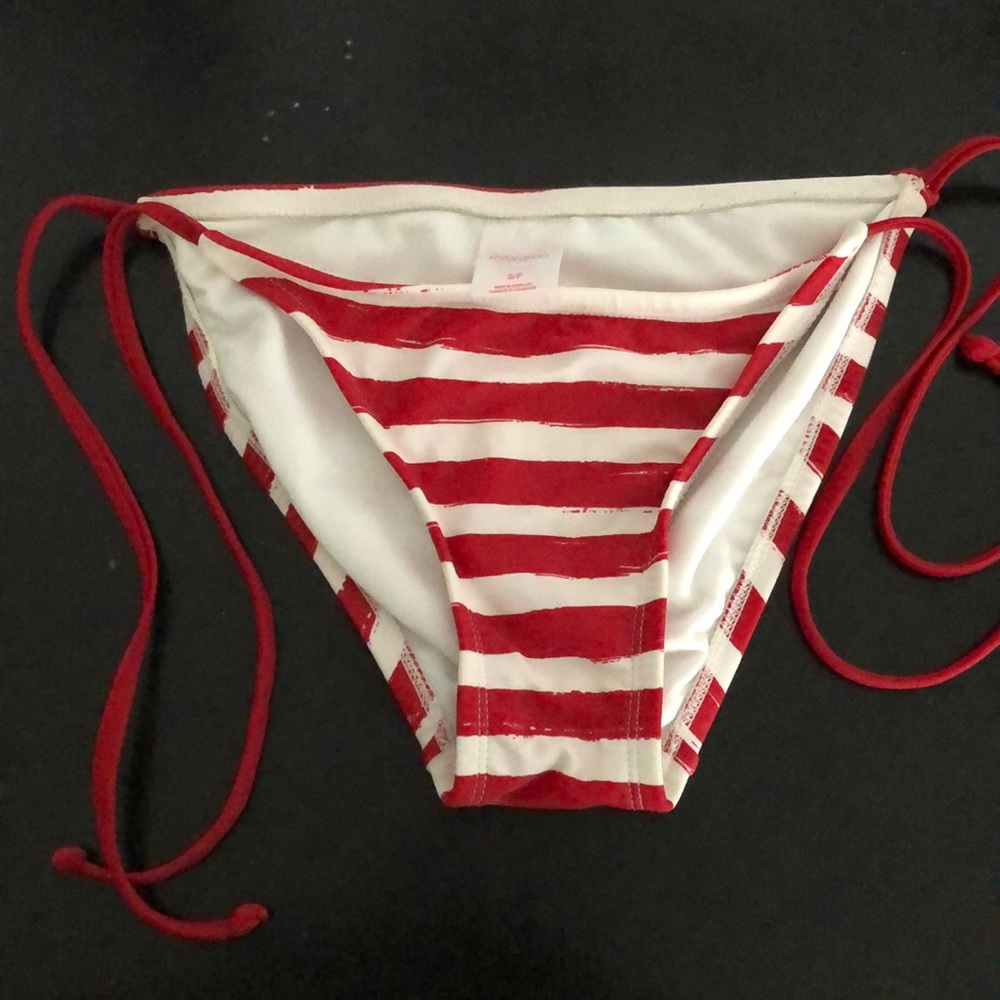 Red and white striped bikini bottom